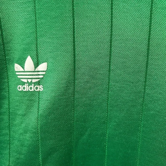 Vintage 90’s Adidas Green V-Neck Jersey with White Stripes, Size Med - Picture 7 of 8
